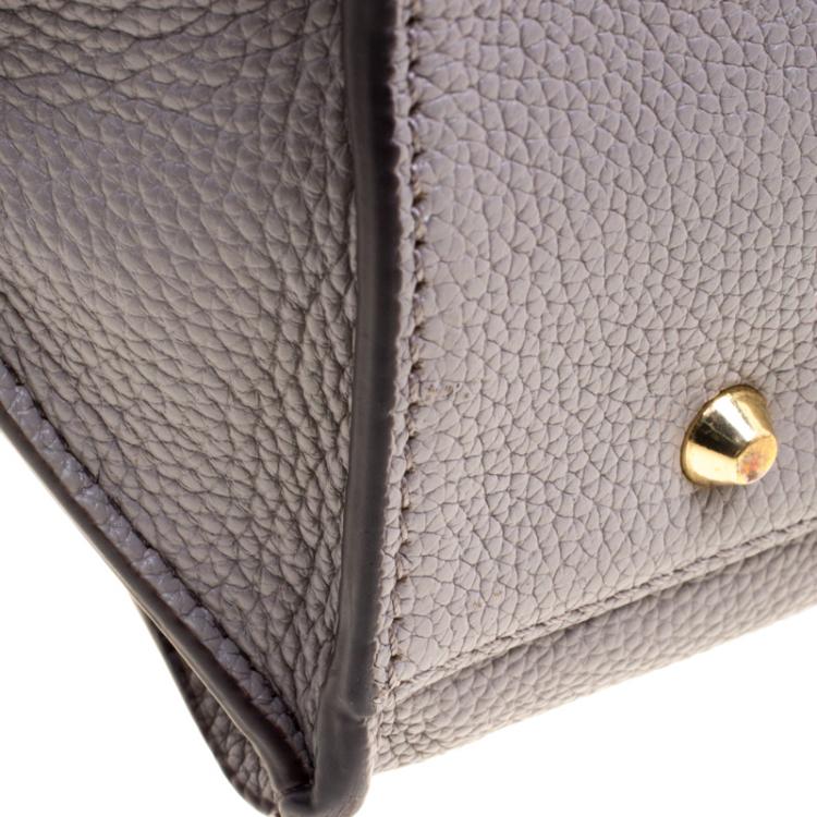 Pre Owned DKNY Grey Leather Chelsea Flap Top Handle Bag