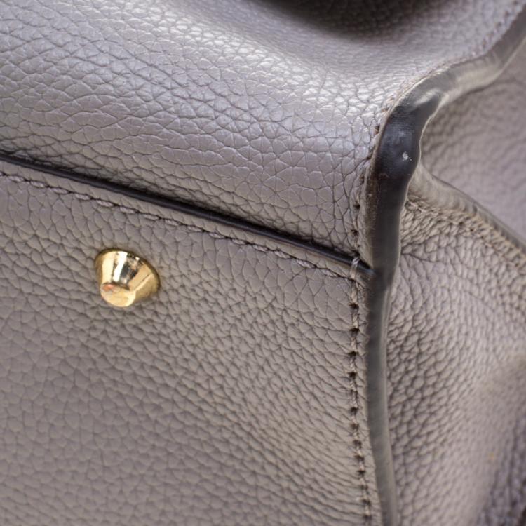 Pre Owned DKNY Grey Leather Chelsea Flap Top Handle Bag