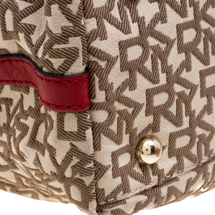 Pre Owned DKNY Beige Signature Canvas Tote