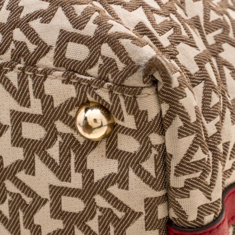 Pre Owned DKNY Beige Signature Canvas Tote