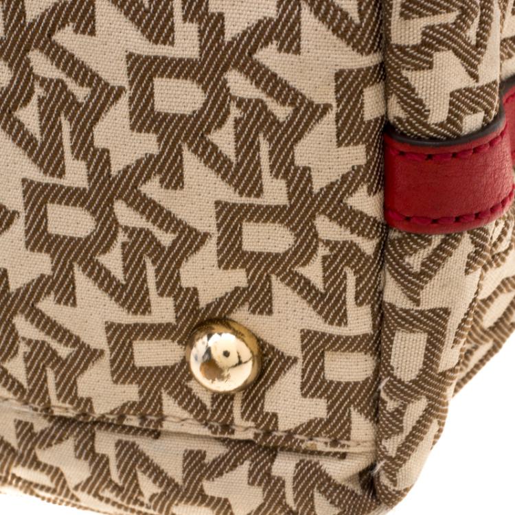Pre Owned DKNY Beige Signature Canvas Tote
