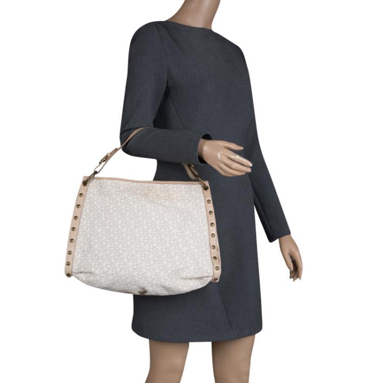 Pre Owned DKNY Beige Canvas Signature Hobo