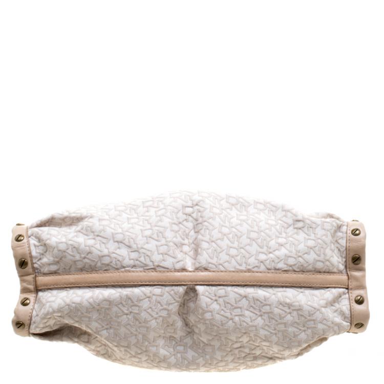 Pre Owned DKNY Beige Canvas Signature Hobo