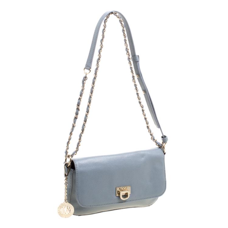 Pre Owned DKNY Grey Leather Crossbody Bag