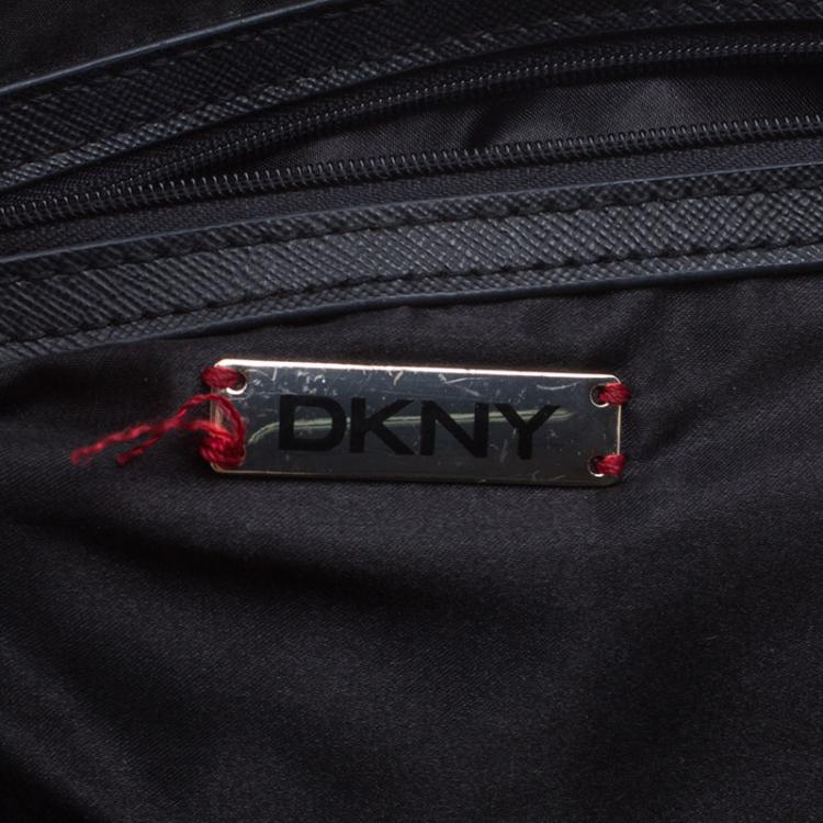 Pre Owned DKNY Black/White Printed Leather Tote