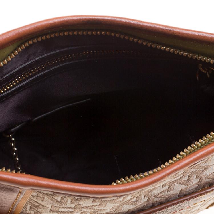 مملوكة مسبقًا DKNY Beige/Brown Canvas and Leather Crossbody Bag