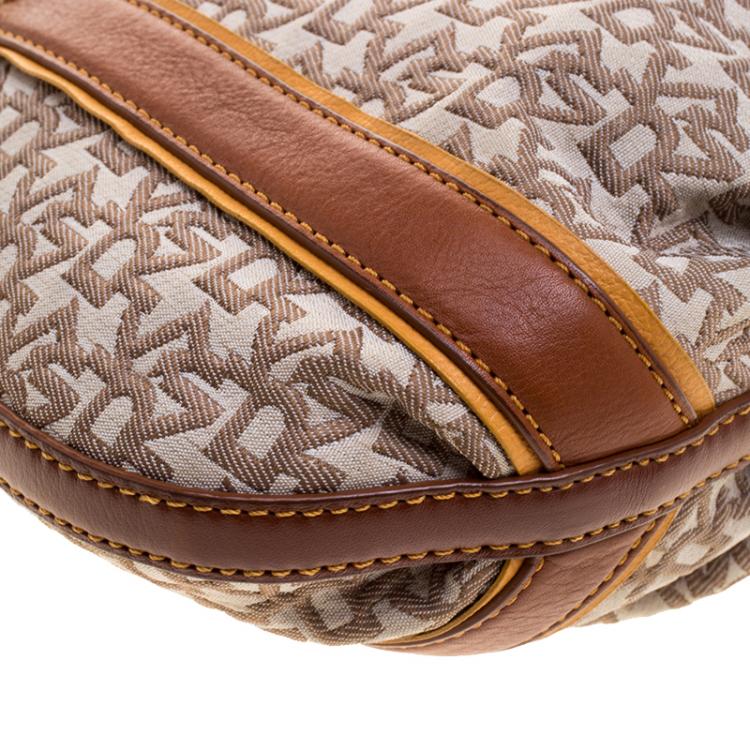 مملوكة مسبقًا DKNY Beige/Brown Canvas and Leather Crossbody Bag