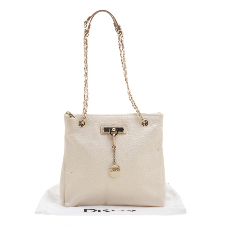 مملوكة مسبقًا Dkny Cream Leather Crossbody Bag