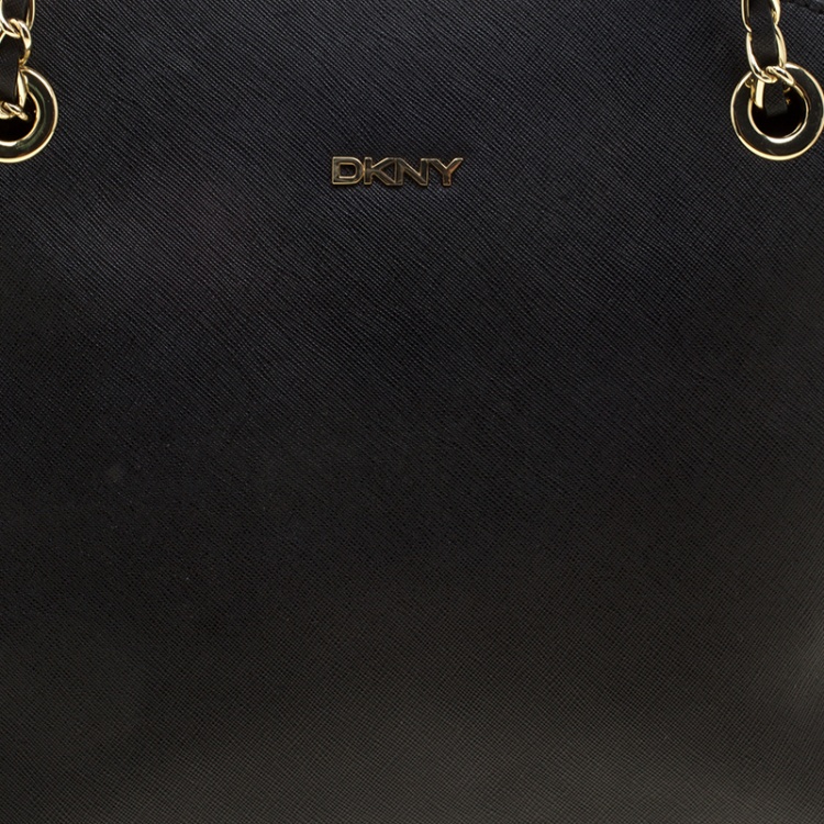 Pre Owned DKNY Black Saffiano Leather Round Satchel
