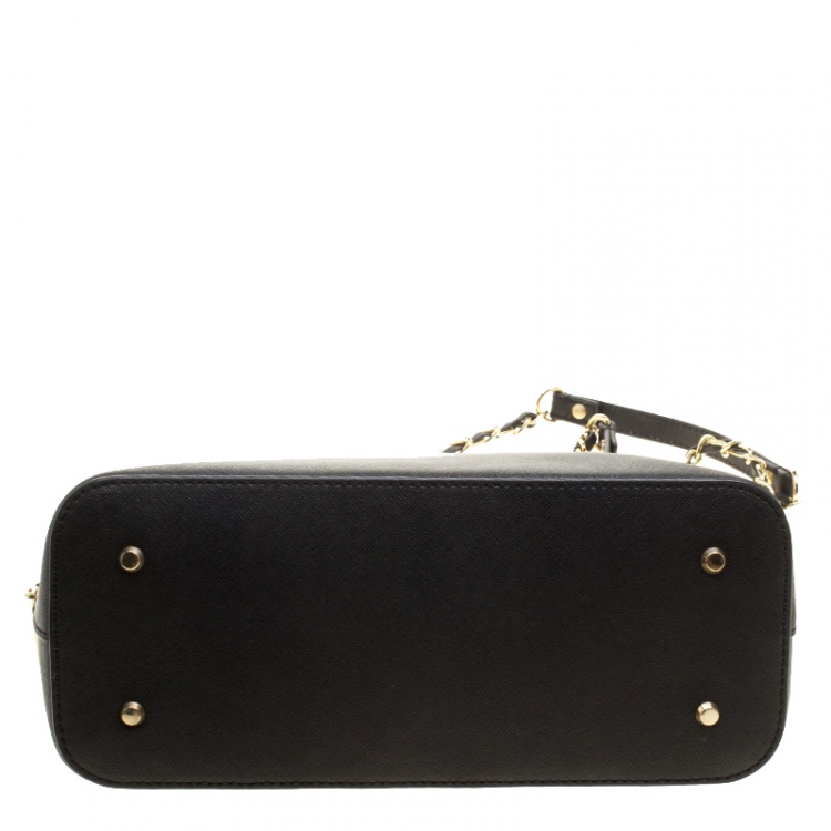 Pre Owned DKNY Black Saffiano Leather Round Satchel