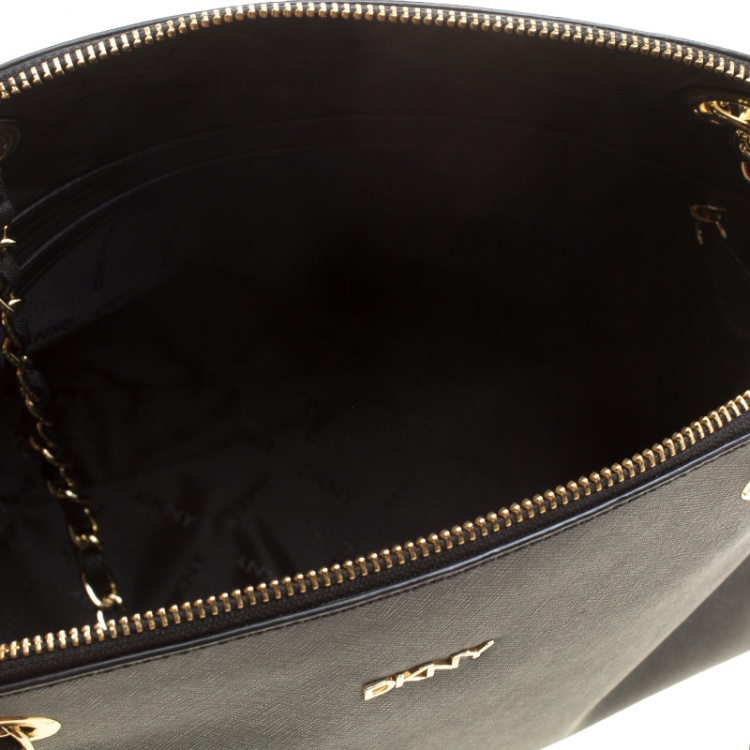 Pre Owned DKNY Black Saffiano Leather Round Satchel