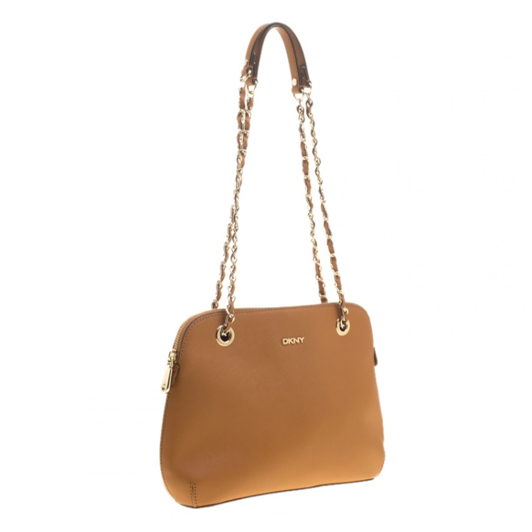 Pre Owned DKNY Brown Leather Shoulder Bag 