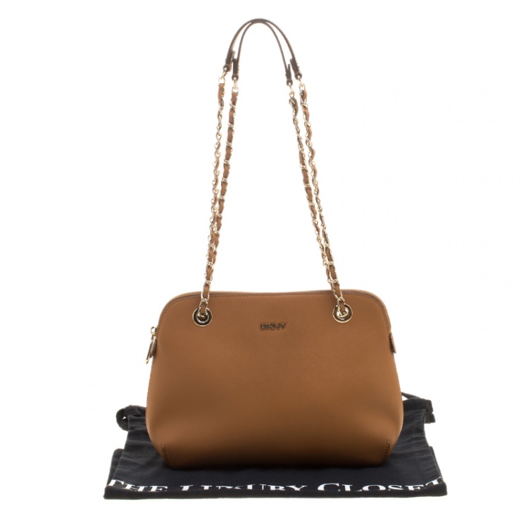 Pre Owned DKNY Brown Leather Shoulder Bag 