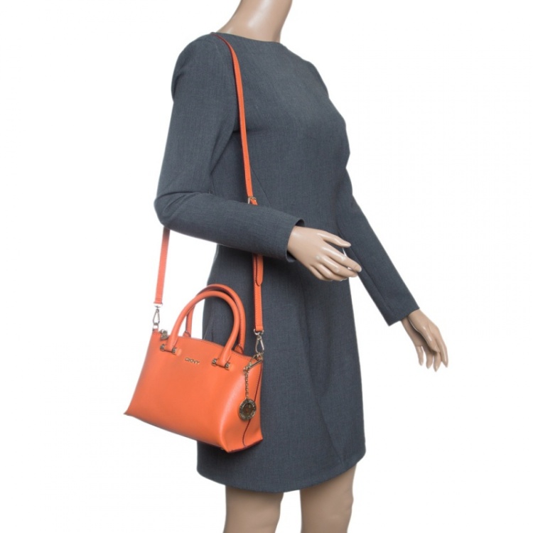Pre Owned DKNY Orange Leather Tote