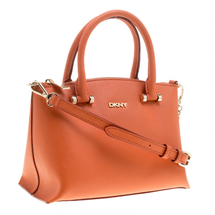 Pre Owned DKNY Orange Leather Tote