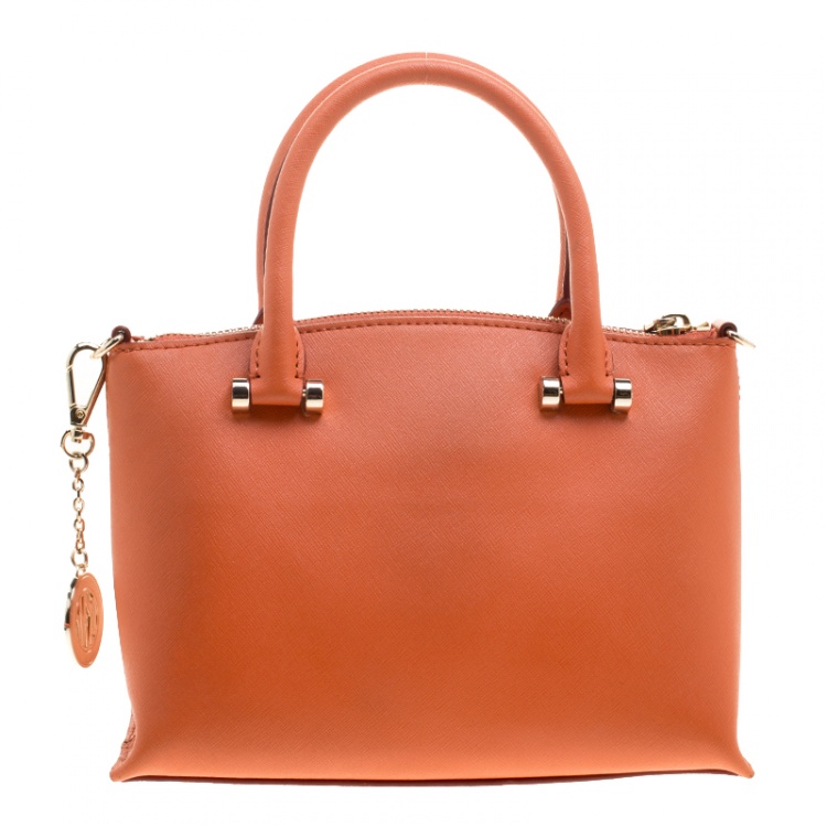 Pre Owned DKNY Orange Leather Tote