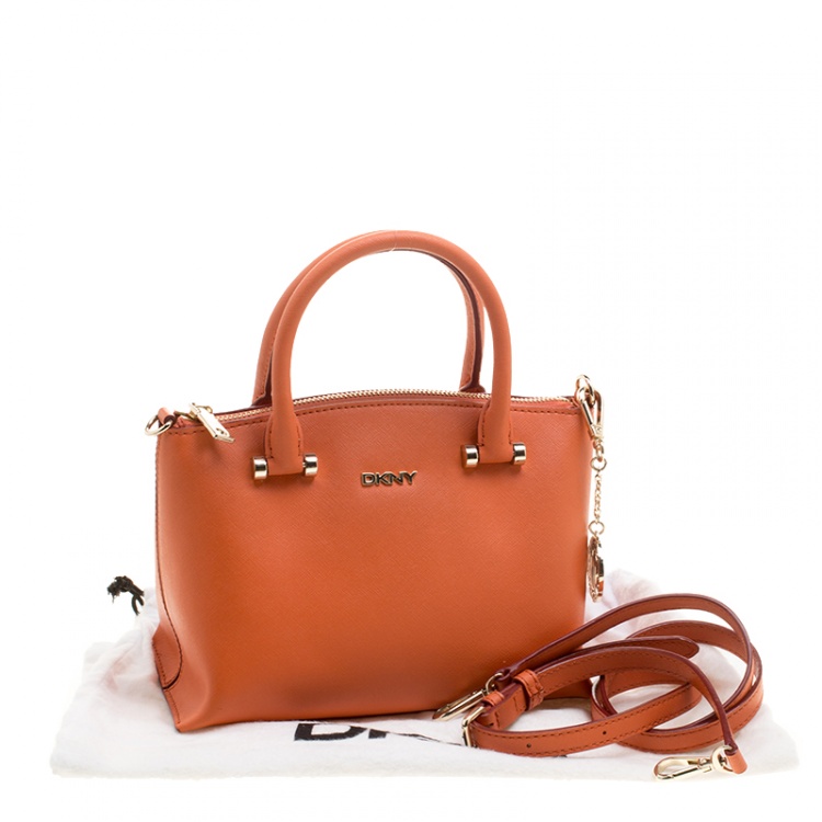 Pre Owned DKNY Orange Leather Tote