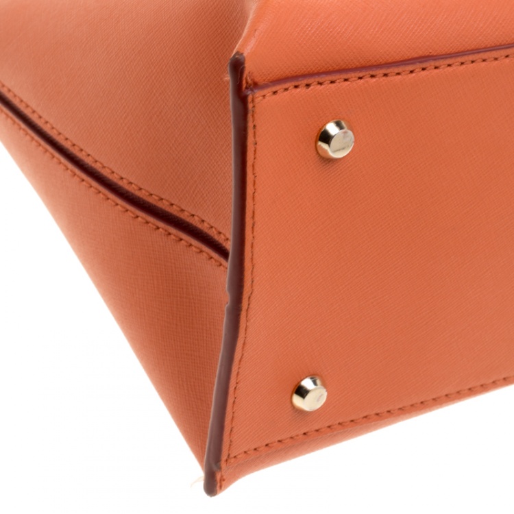 Pre Owned DKNY Orange Leather Tote