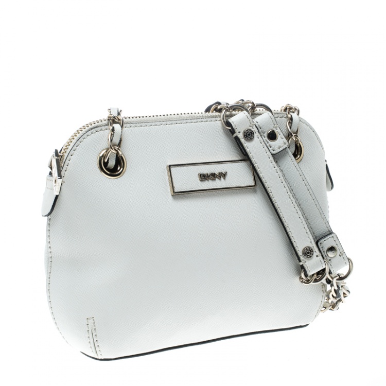 Pre Owned DKNY White Leather Shoulder Bag