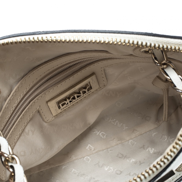 Pre Owned DKNY White Leather Shoulder Bag