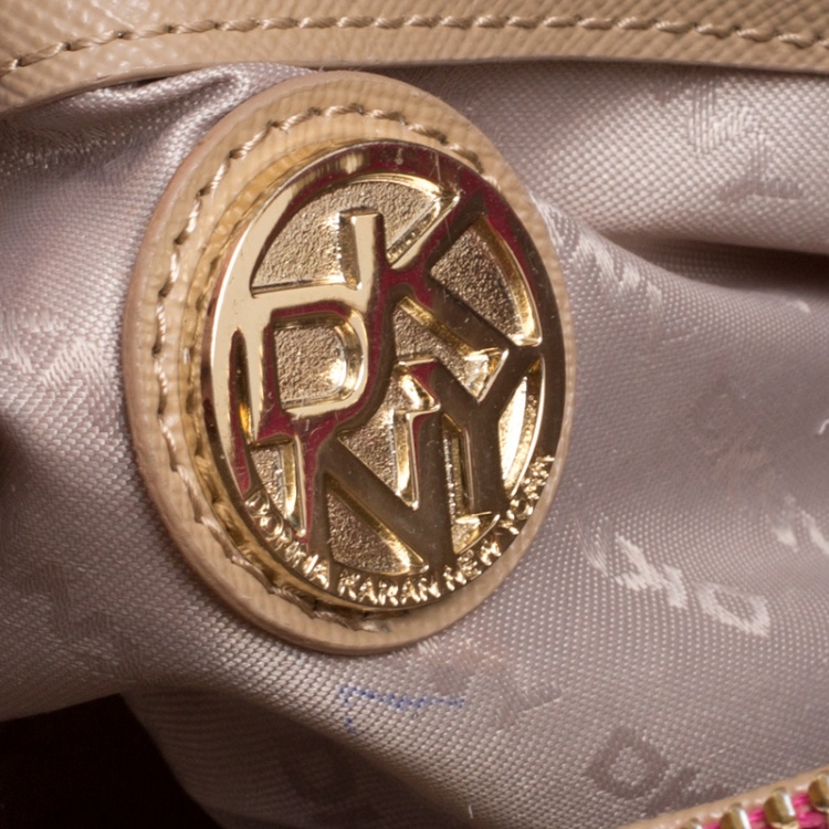 Pre Owned DKNY Hot Pink Ostrich Embossed Shoulder Bag