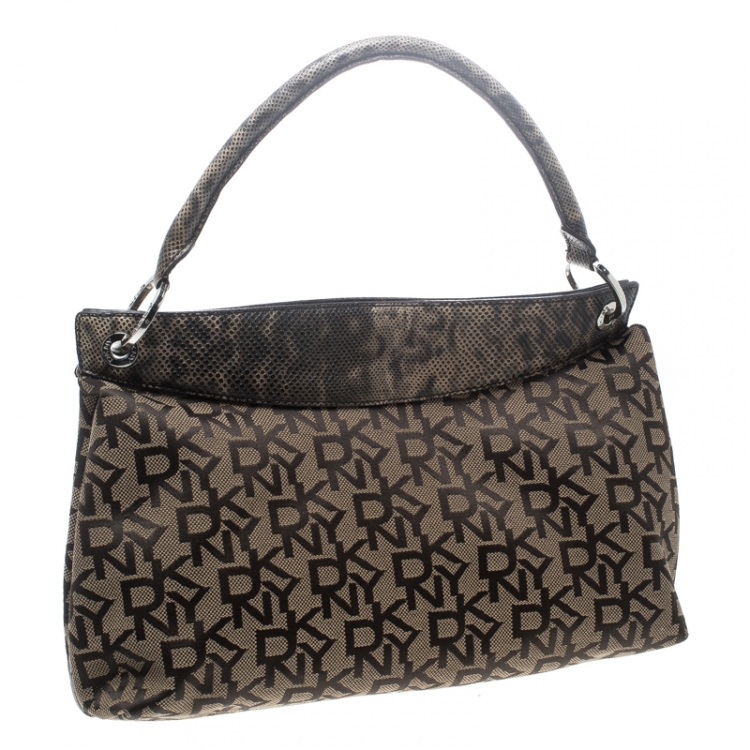 Pre Owned Dkny Beige Signature Canvas Hobo