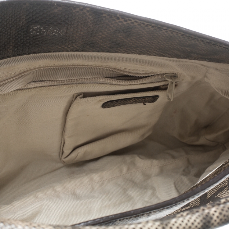 Pre Owned Dkny Beige Signature Canvas Hobo