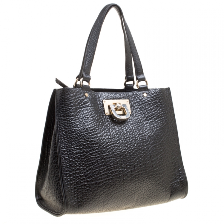 مملوكة مسبقًا DKNY Black Grain Leather Beekman French Tote