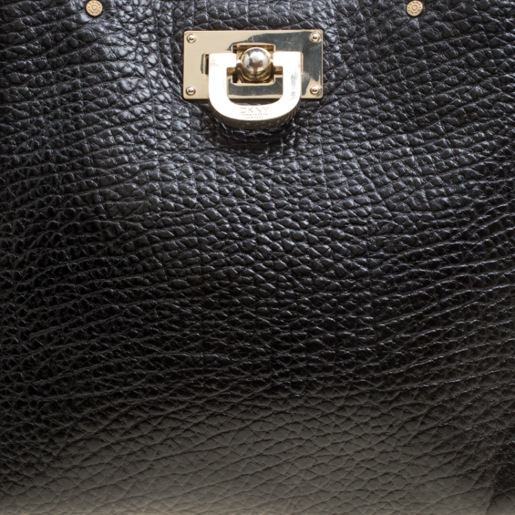 مملوكة مسبقًا DKNY Black Grain Leather Beekman French Tote