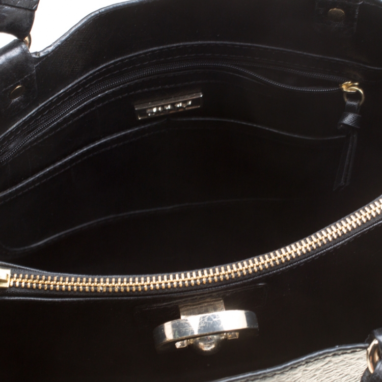مملوكة مسبقًا DKNY Black Grain Leather Beekman French Tote