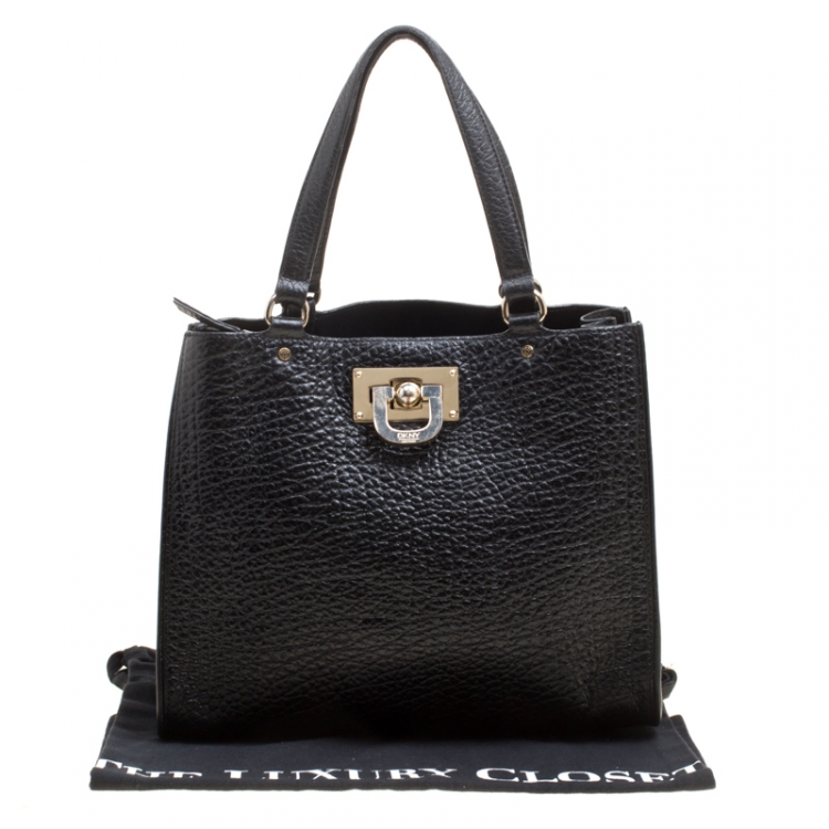 مملوكة مسبقًا DKNY Black Grain Leather Beekman French Tote