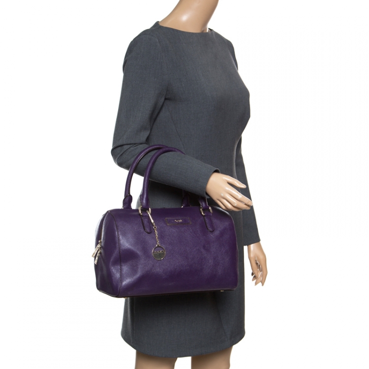 Pre Owned DKNY Purple  Leather Satchel
