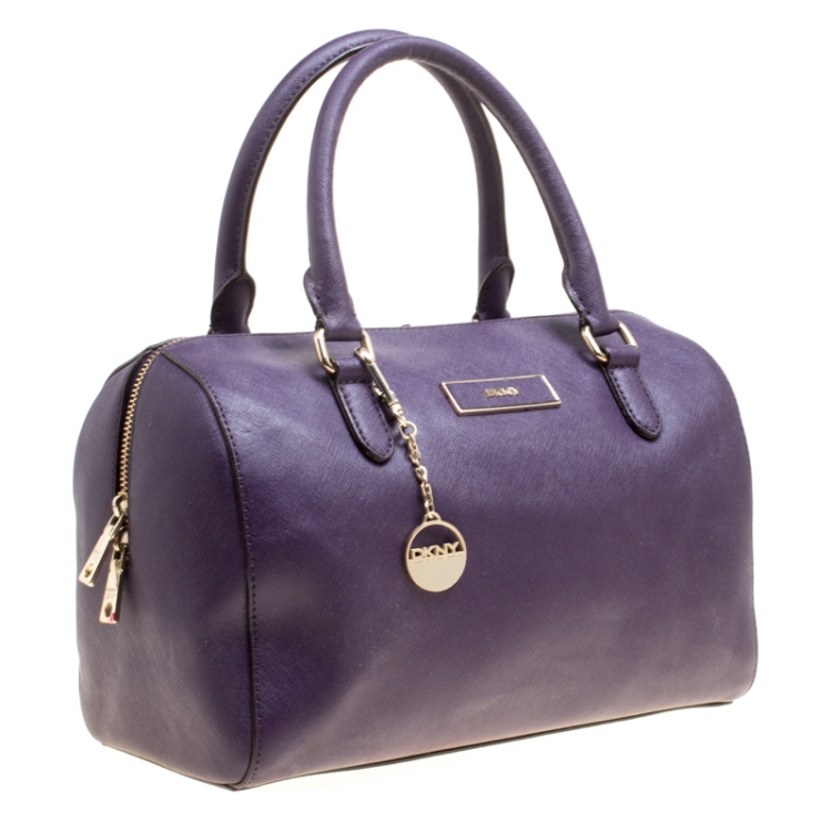 Pre Owned DKNY Purple  Leather Satchel