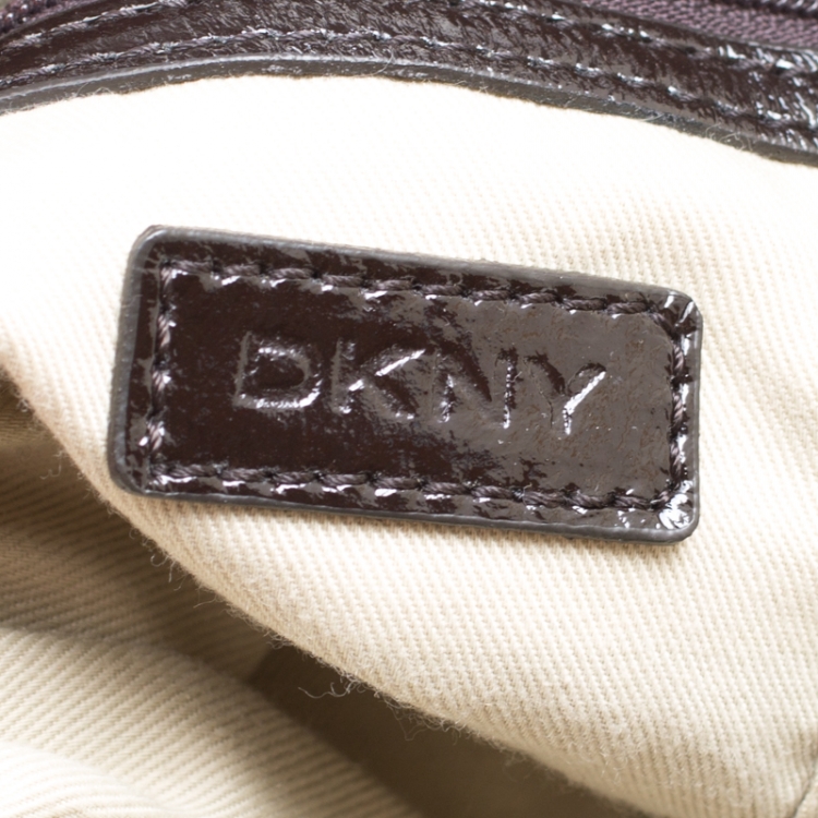 Pre Owned Dkny Dark Brown Leather Eyelet Detail Hobo