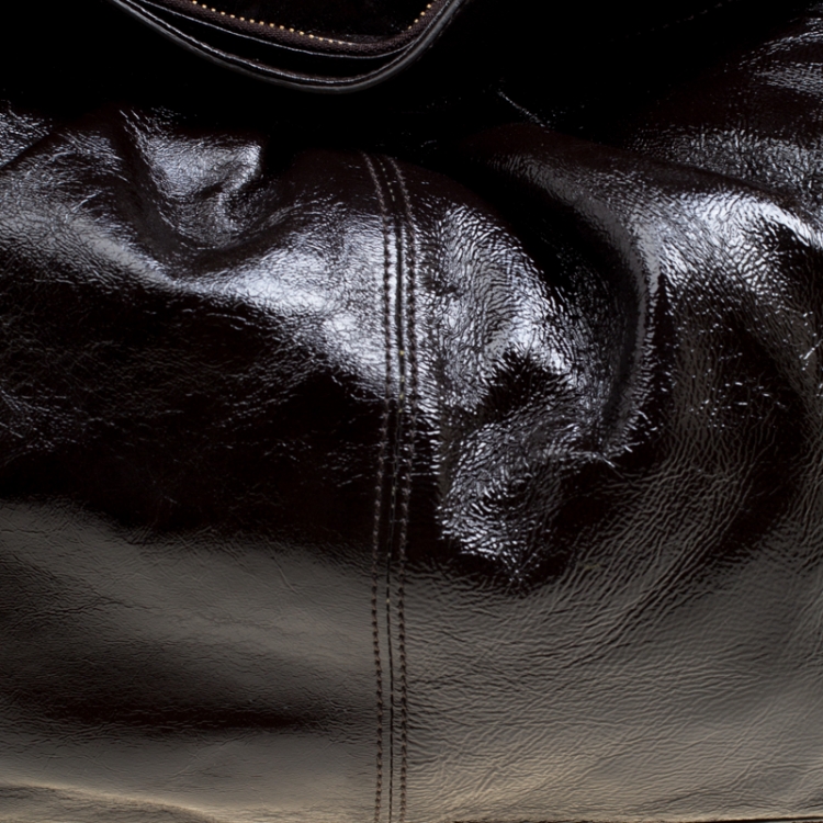 Pre Owned Dkny Dark Brown Leather Eyelet Detail Hobo