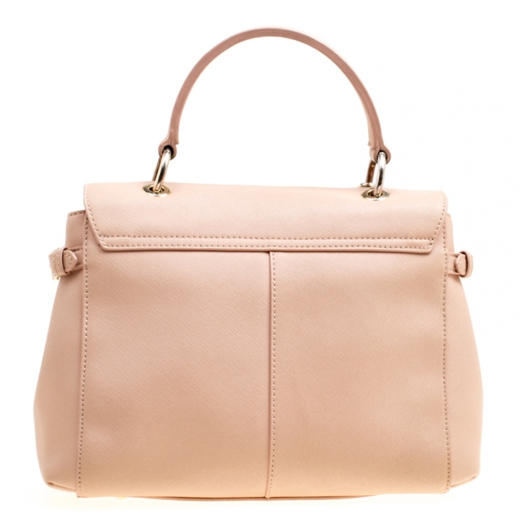Pre Owned DKNY Dusty Pink Leather Flap Satchel