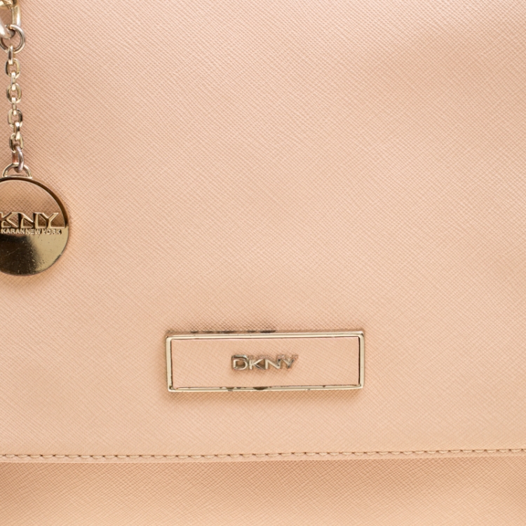 Pre Owned DKNY Dusty Pink Leather Flap Satchel
