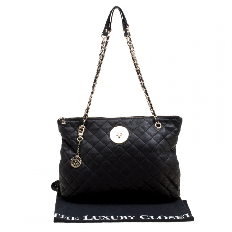مملوكة مسبقًا DKNY Black Quilted Soft Leather Shoulder Bag