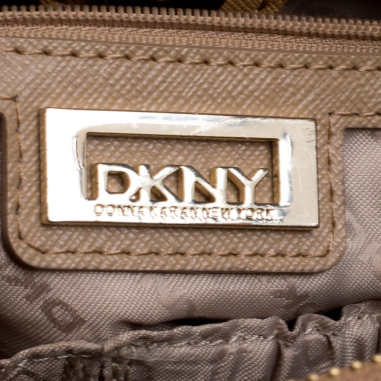 Pre Owned DKNY Caramel Leather Double Zip Tote