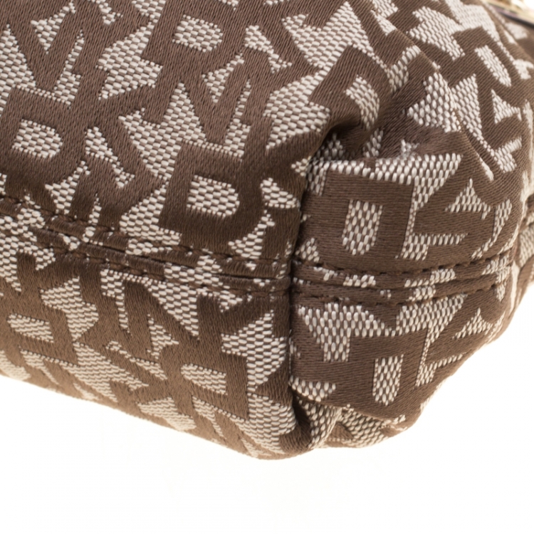 Pre Owned DKNY Beige/Pink Signature Canvas Crossbody Bag 