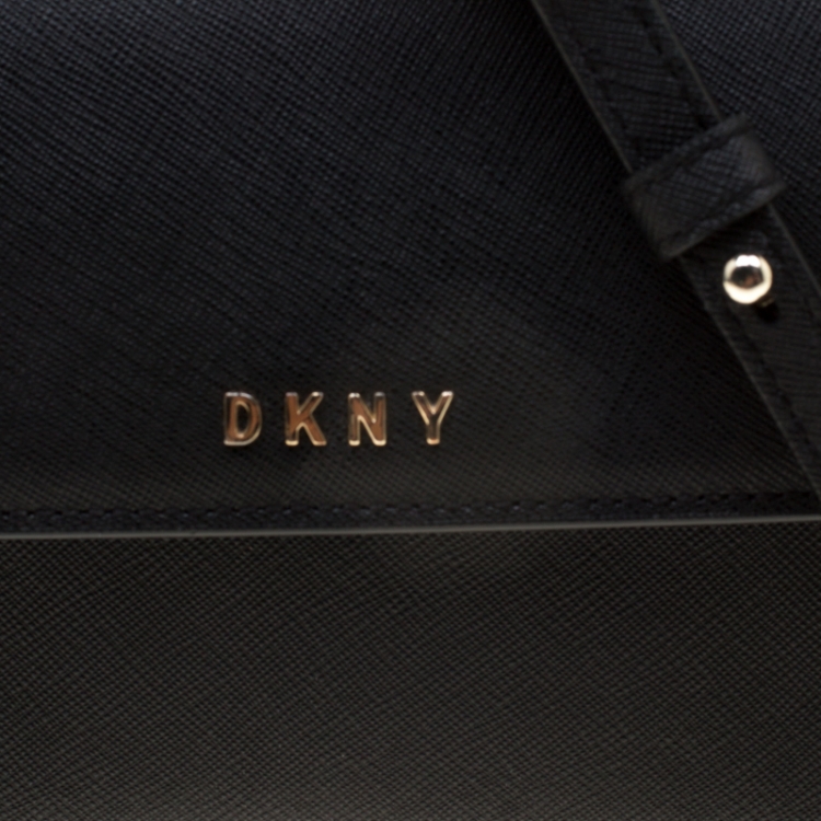 Pre Owned DKNY Black Saffiano Leather Mini Bryant Park Crossbody Bag  