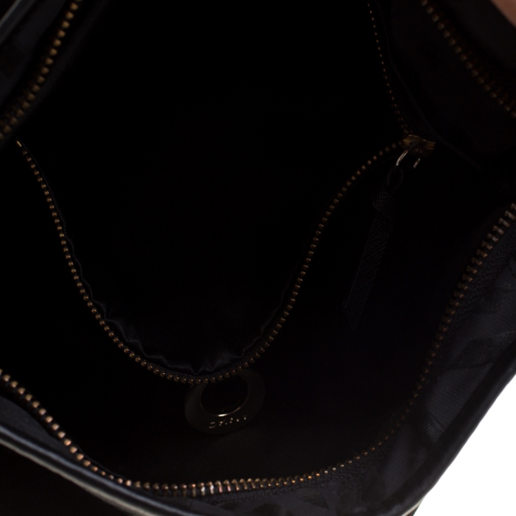 Pre Owned DKNY Black Signature Nylon and Leather Crossbody Bag