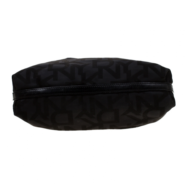 Pre Owned DKNY Black Signature Nylon and Leather Crossbody Bag