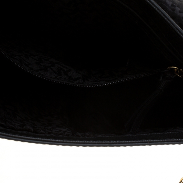 Pre Owned DKNY Black/White Leather Crossbody Bag