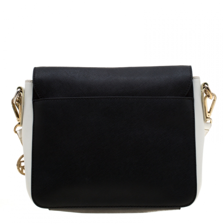 Pre Owned DKNY Black/White Leather Crossbody Bag