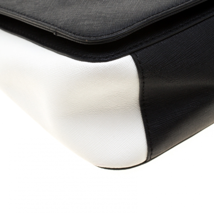 Pre Owned DKNY Black/White Leather Crossbody Bag