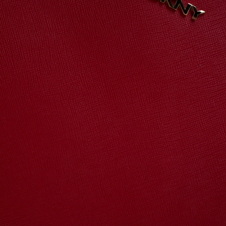 Pre Owned DKNY Red Dona Karan Saffiano Leather Double Zip Tote