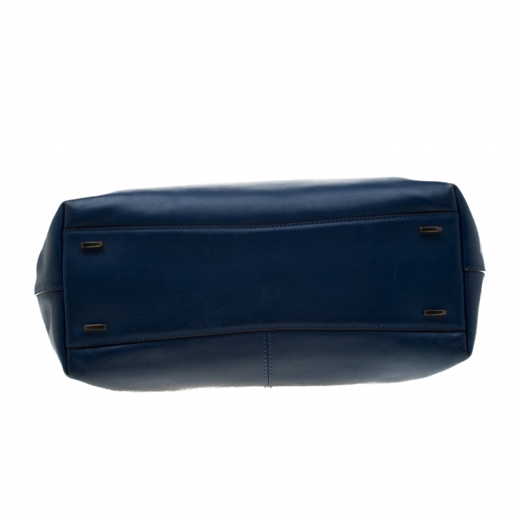 Pre Owned DKNY Blue Bryant Park Leather Scarlet Tote