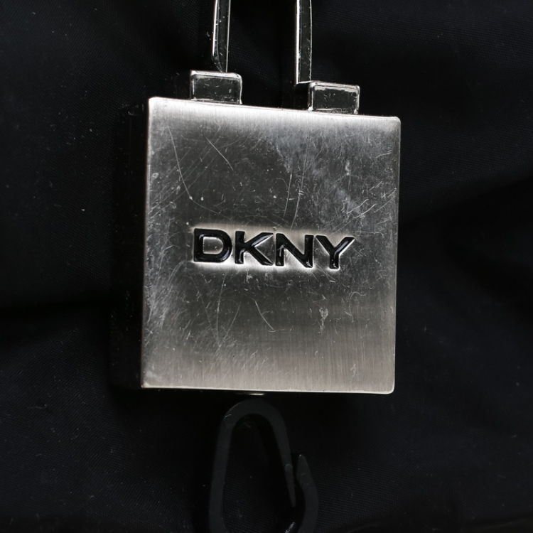 Pre Owned DKNY Black Signature Canvas and Leather Shoulder Bag