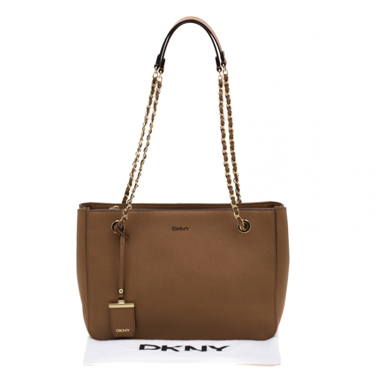 Pre Owned DKNY Light Brown Leather Bryant Park Tote